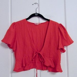 Red Tie Front Crop Top